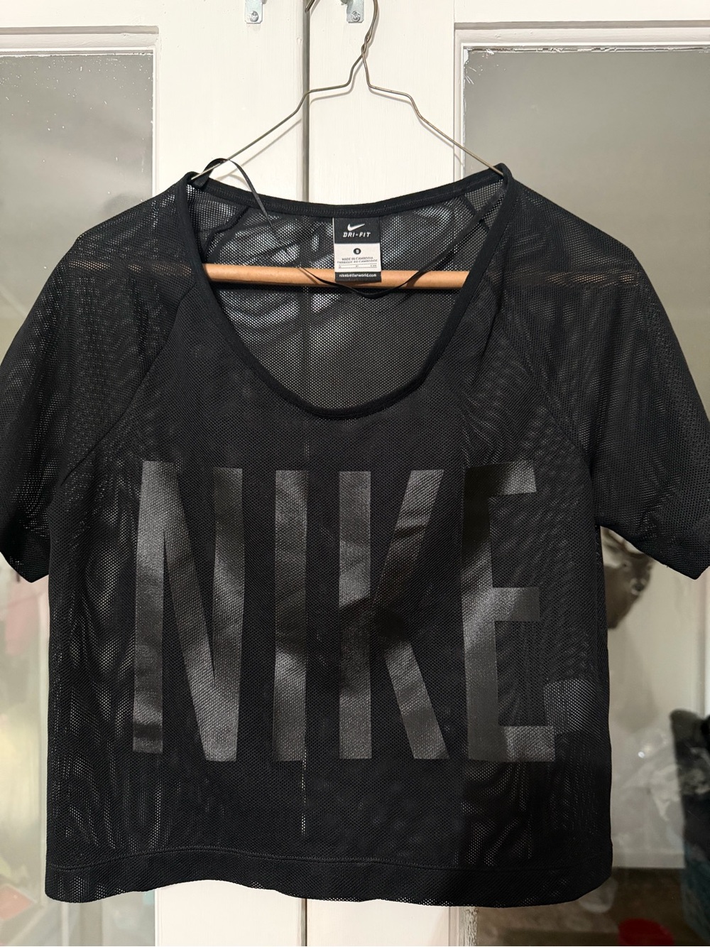 Nike Black Dri-FIT Mesh Jersey Cropped Top